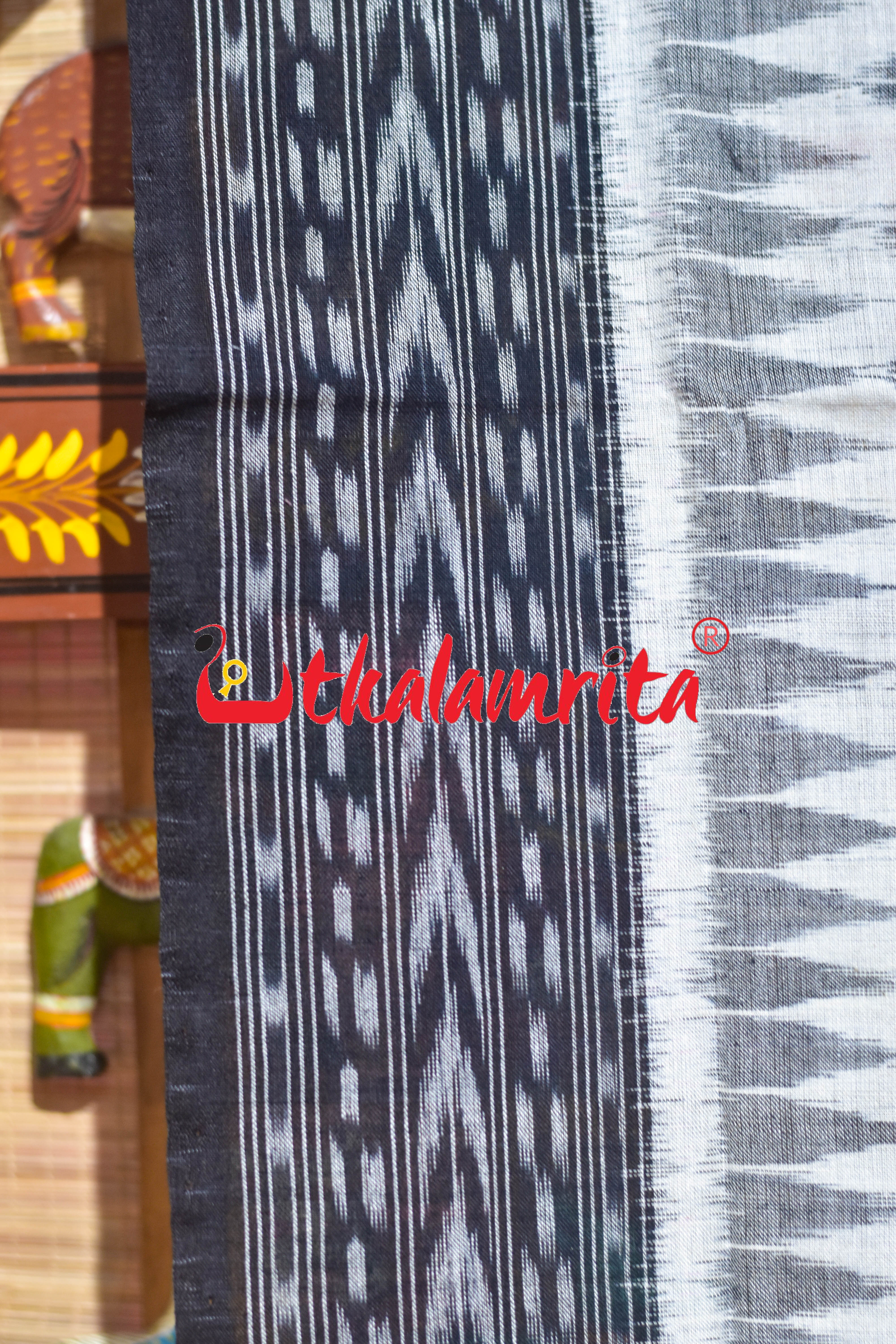 Dhanpatri White Black Sambalpuri (Dupatta)