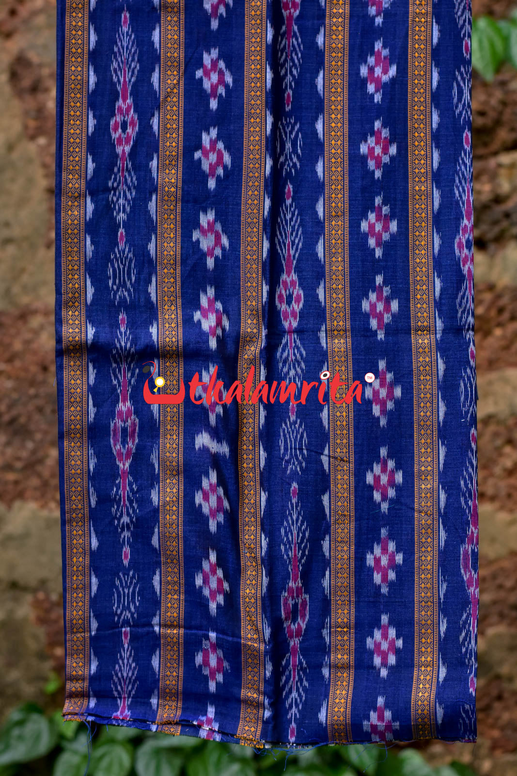 Navy Blue Red Pasapali Long Flower Bandha Dress Set