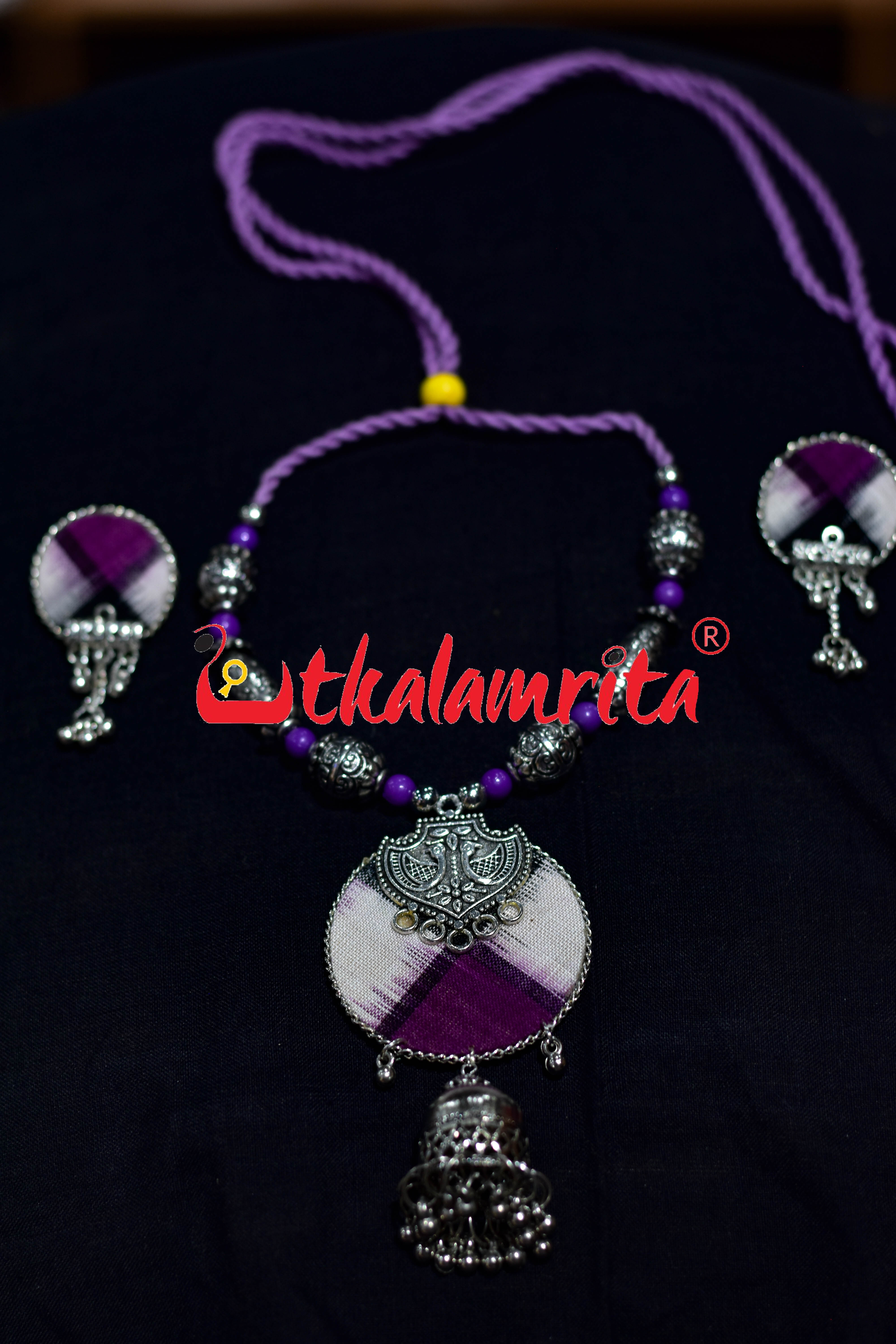Purple Pasapali Golden Single Necklace Set