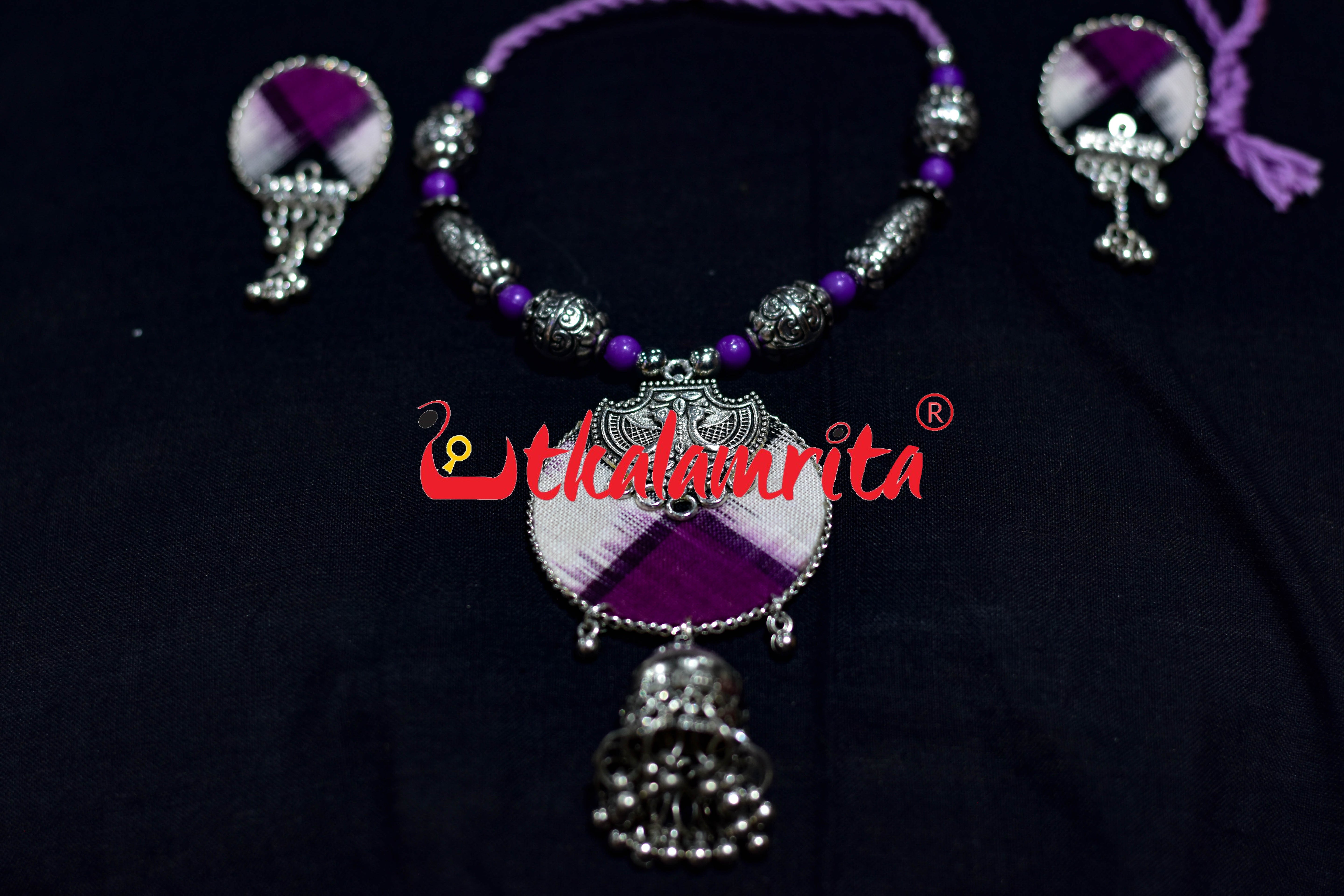 Purple Pasapali Golden Single Necklace Set