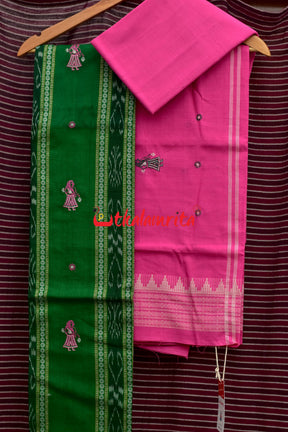 Green Pink Doll Bomkai Dress Set