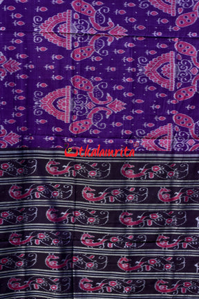 Purple Black Peacocks Khandua Cotton Saree