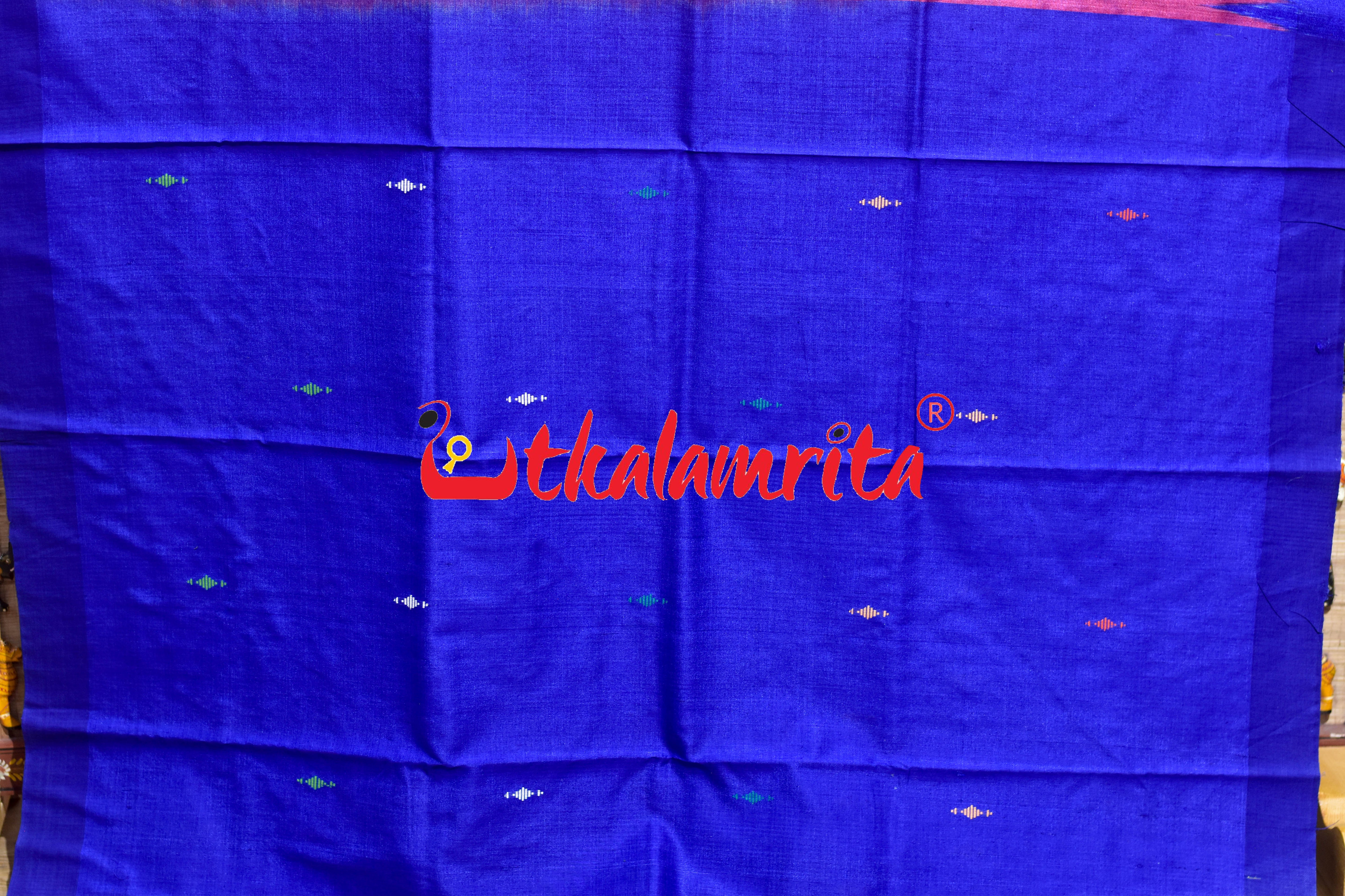 Red Blue Phoda Anchal Gopalpur Tussar Silk Saree