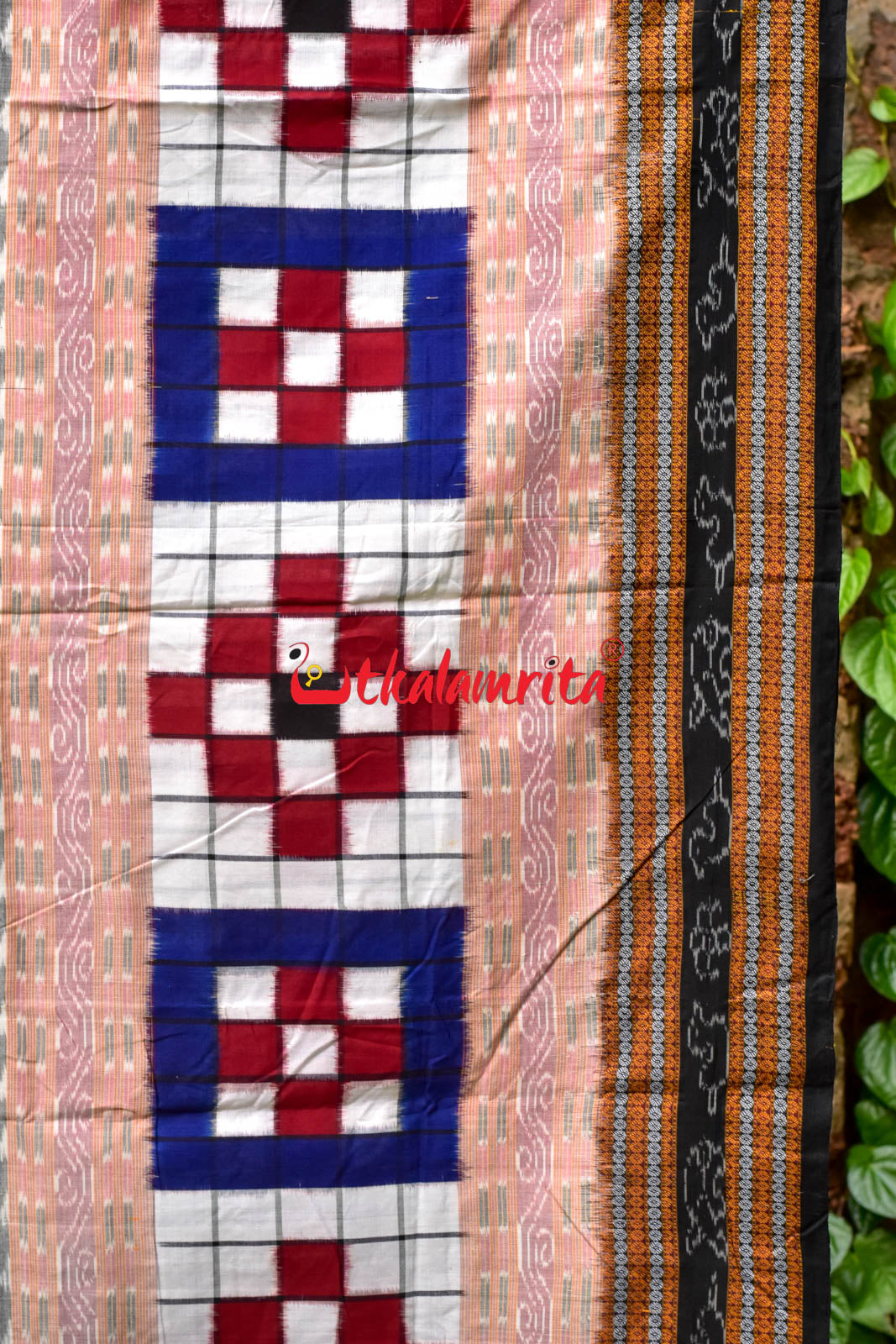 Contrast Blue Maroon Sambalpuri Cotton Saree