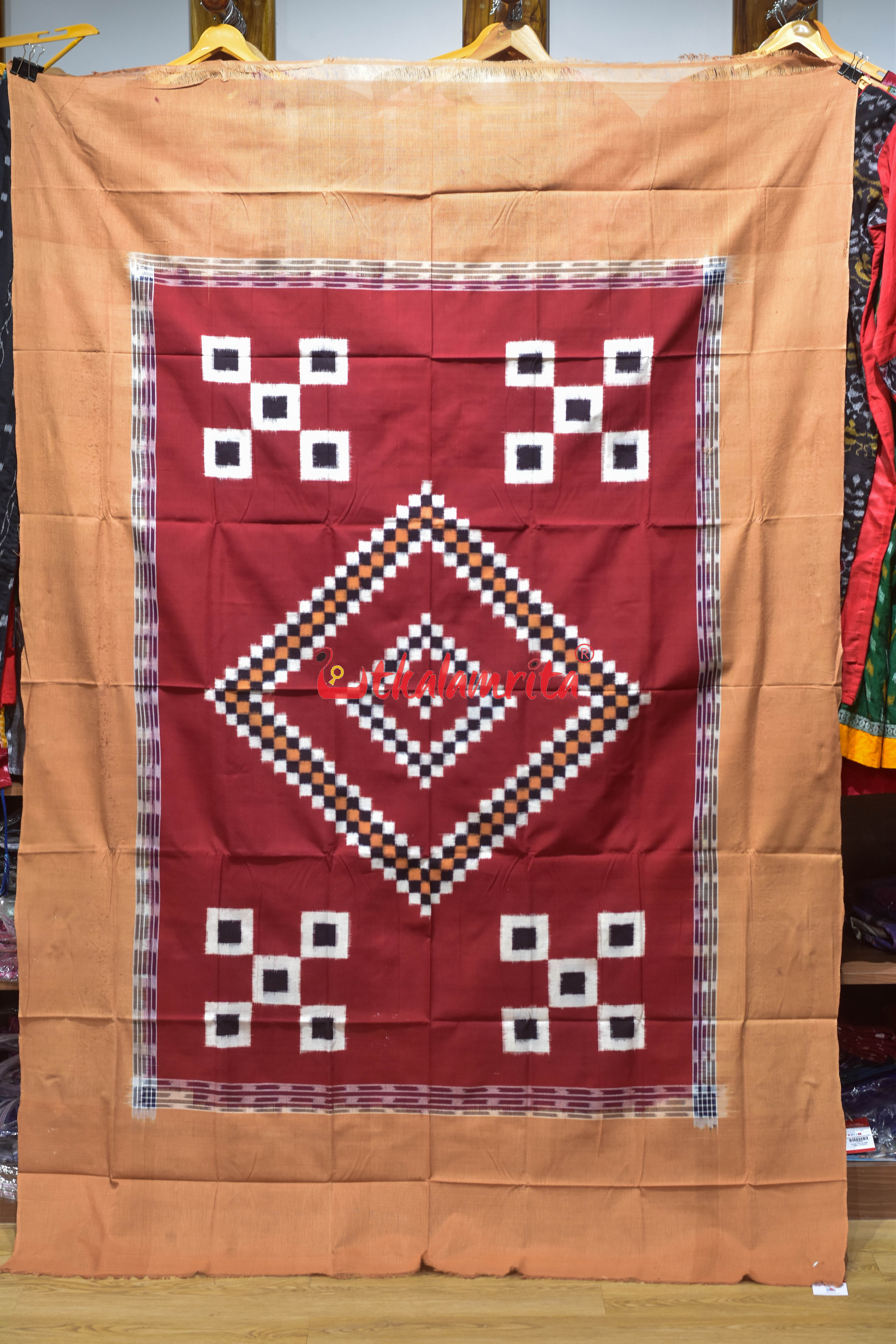 Maroon Cream Line Pasapali Cotton (Single Bedsheet)