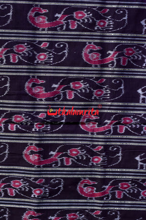 Purple Black Peacocks Khandua Cotton Saree