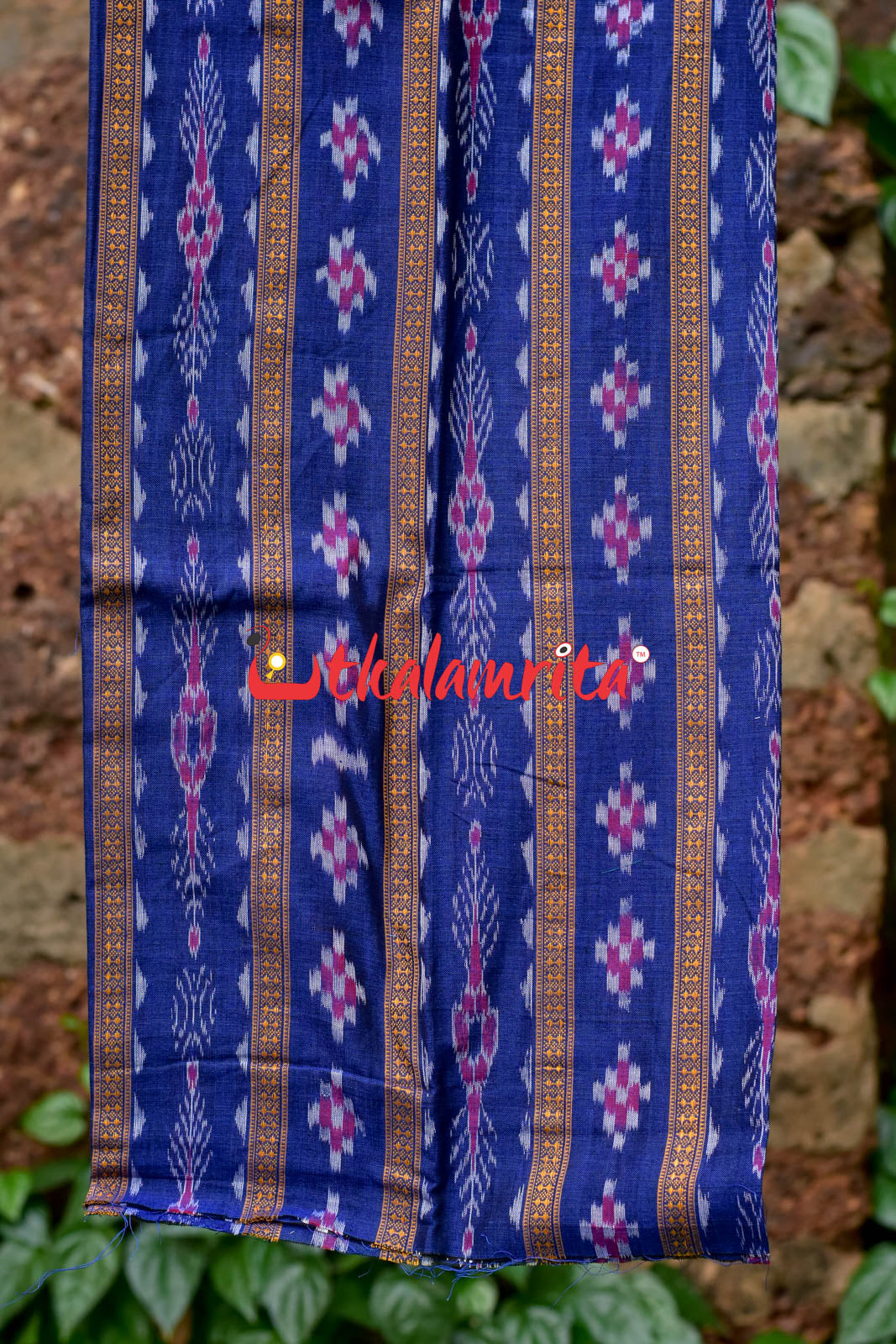 Navy Blue Red Pasapali Long Flower Bandha Dress Set