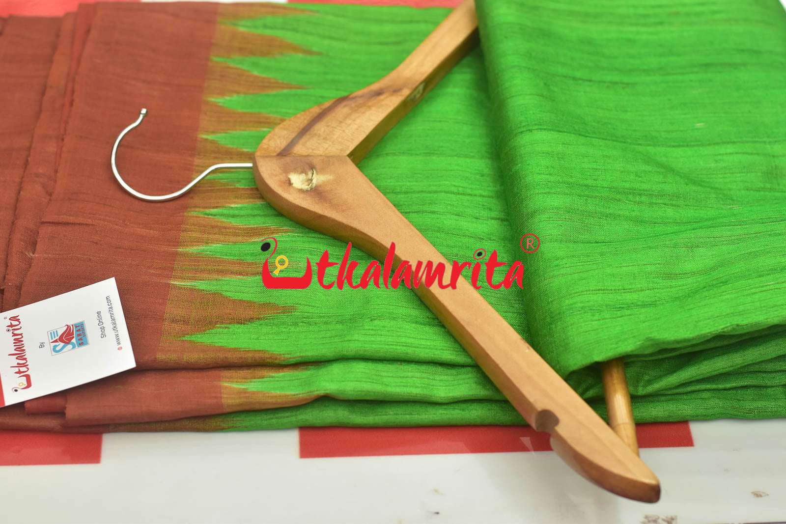 Parrot Green Rust Fine Gopalpur Tussar Saree