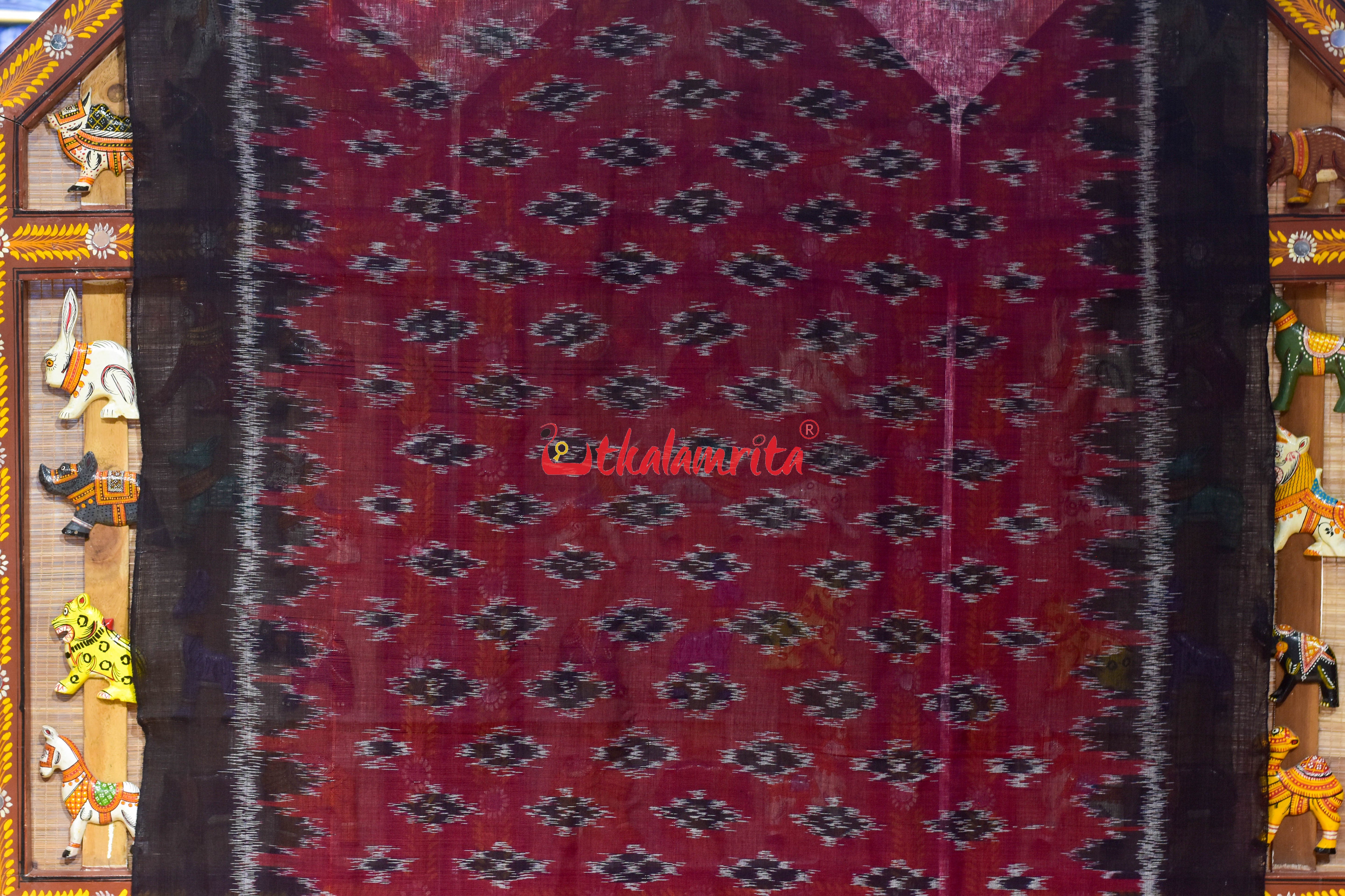 Maroon Black Body Bandha Khandua Cotton (Dupatta)