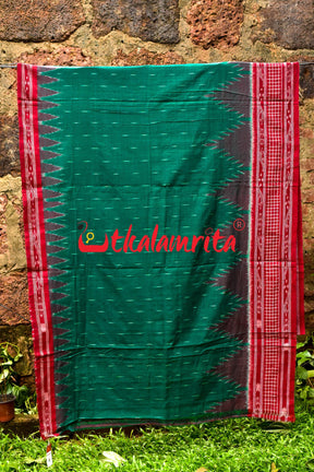 Green Red Check Daali Scot Khandua Cotton Saree