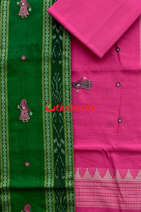 Green Pink Doll Bomkai Dress Set
