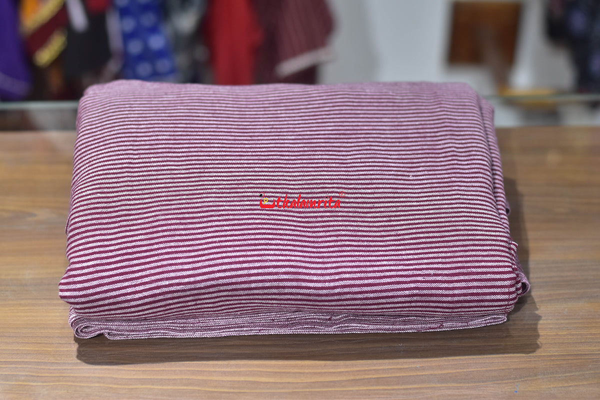 Maroon White Plain Stripes Kotpad (Fabric)