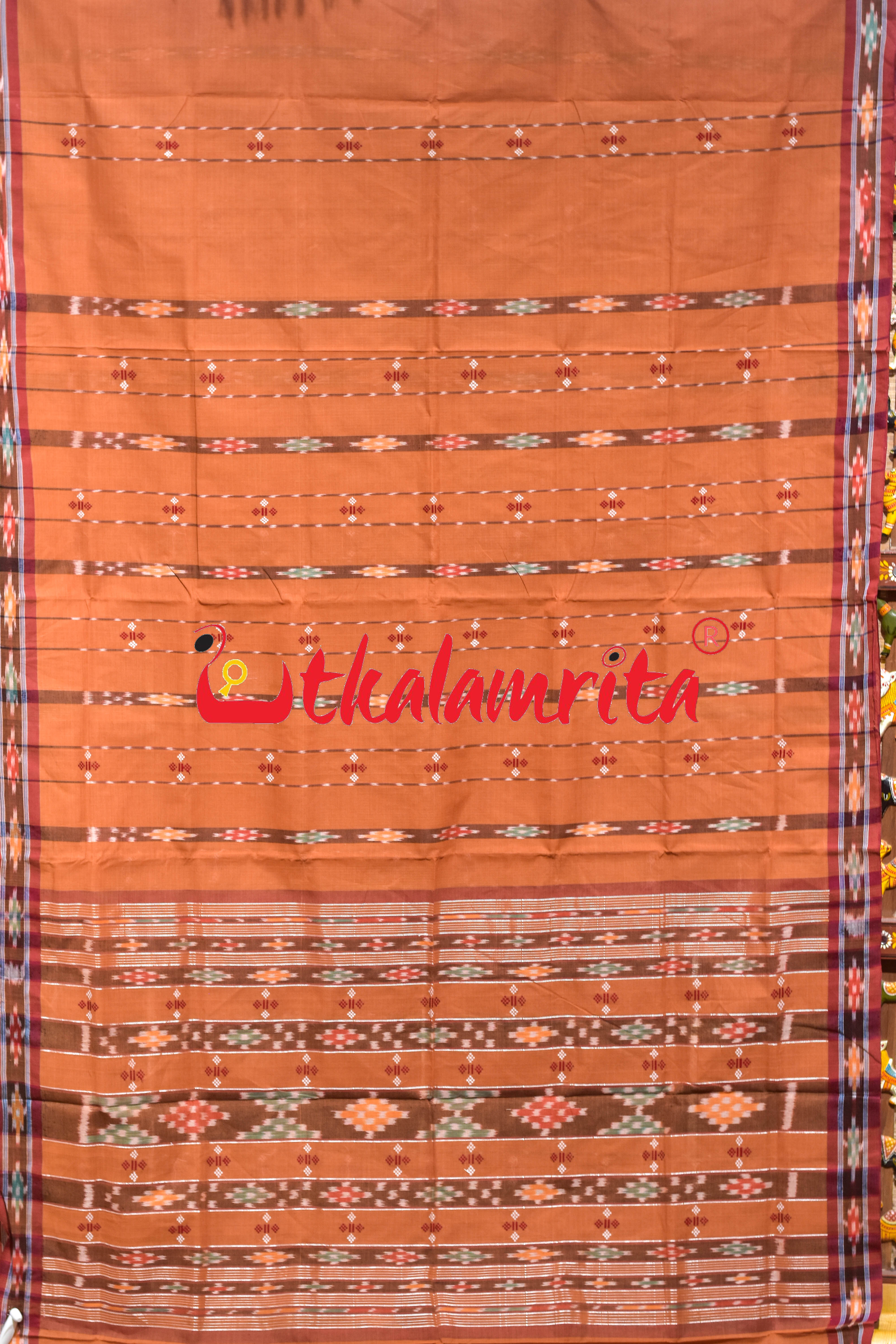 Brown Punji Diamond Pittala Single Cotton Saree