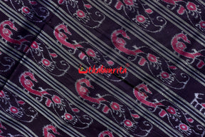 Purple Black Peacocks Khandua Cotton Saree