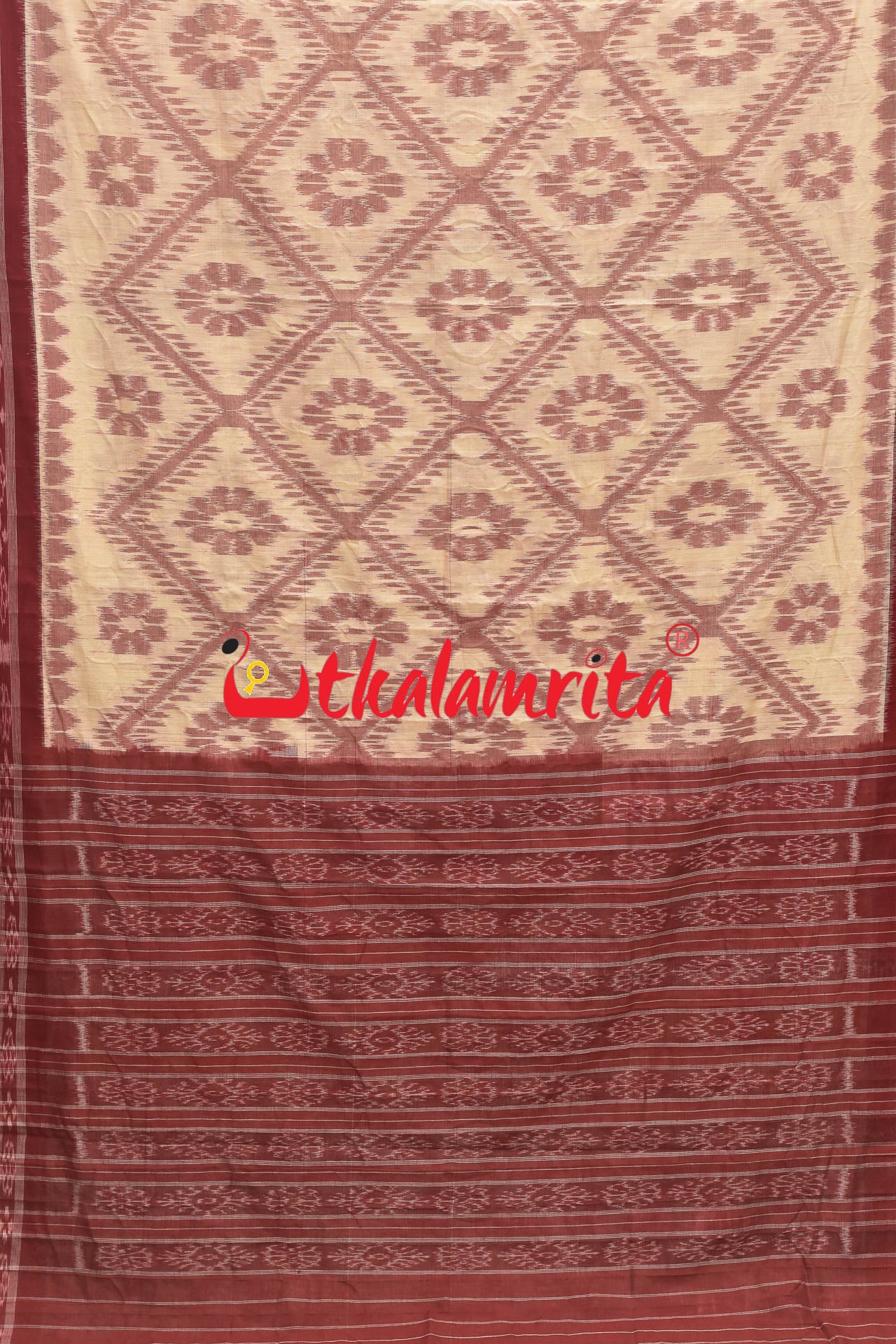 Tussarite Maroon Bada Phula Khandua Cotton Saree