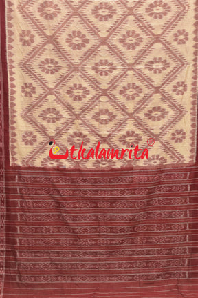 Tussarite Maroon Bada Phula Khandua Cotton Saree