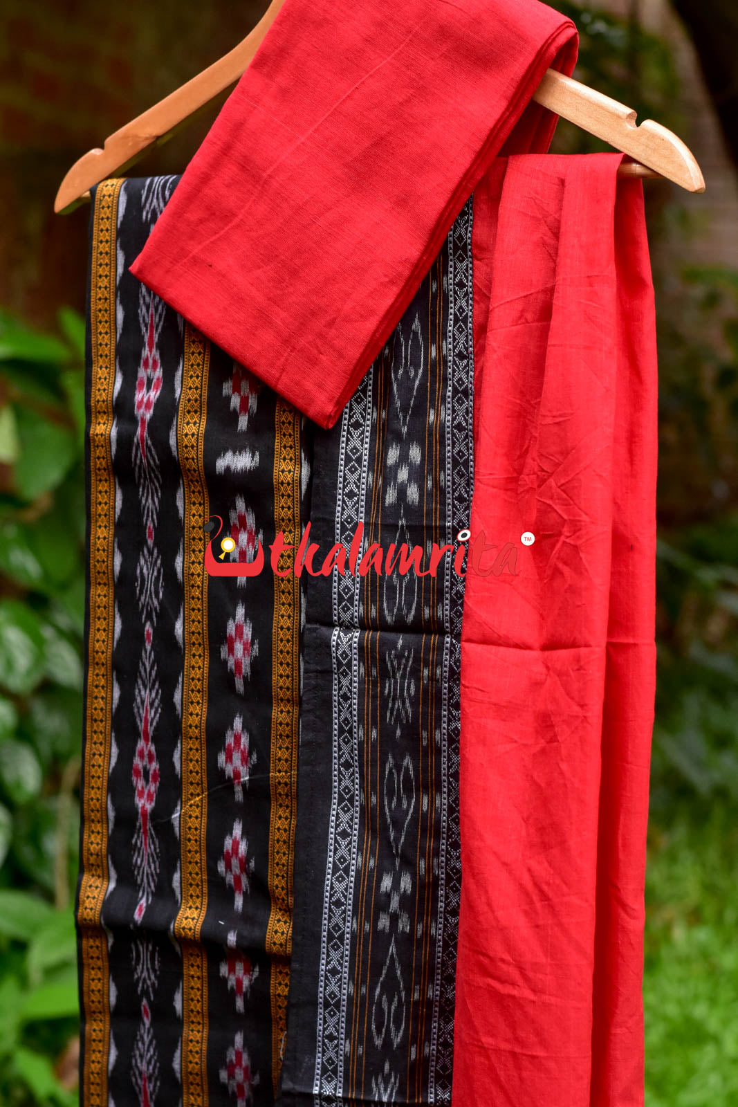 Black Red Pasapali Long Flower Bandha Dress Set