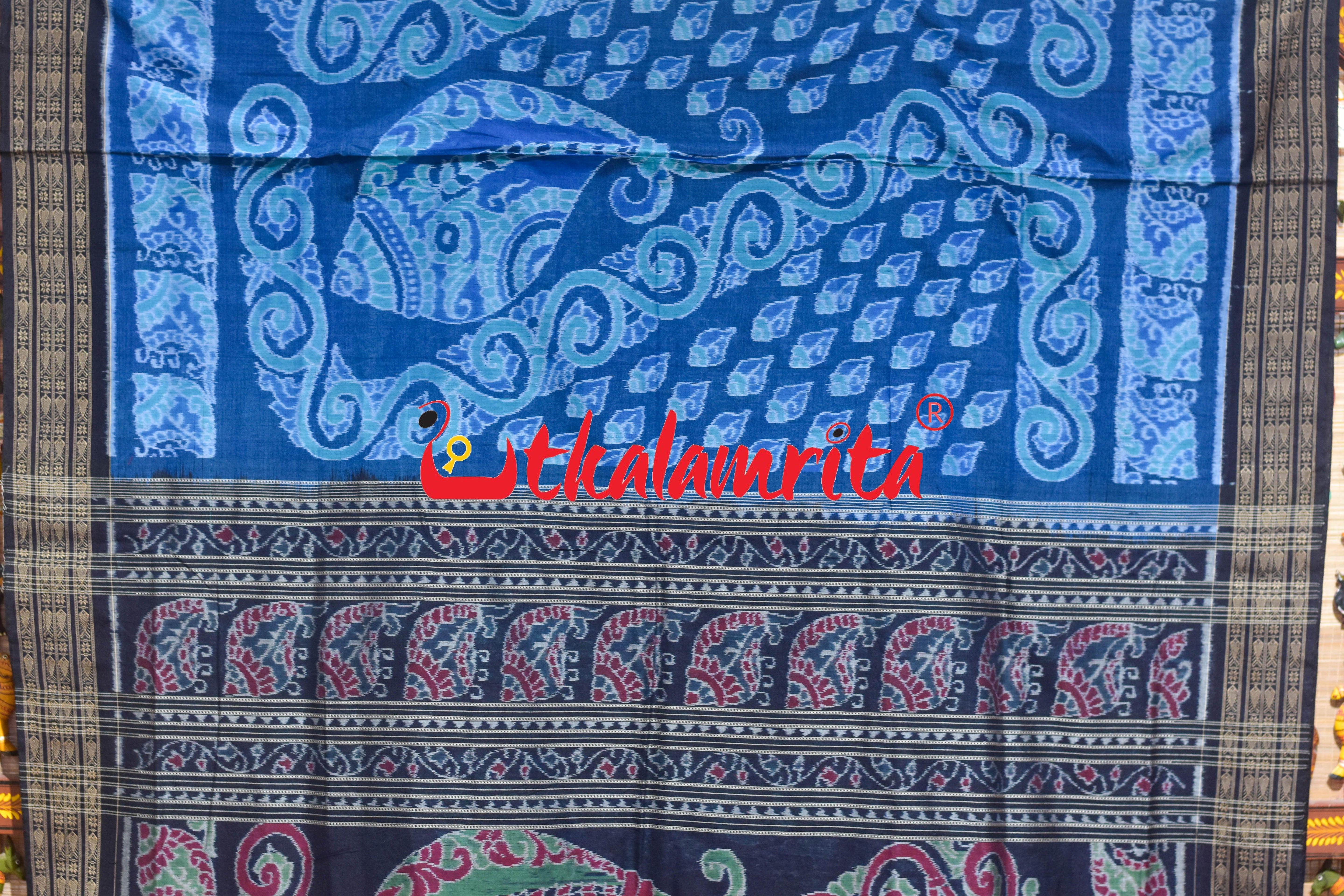 Special Sankha Blue Black Sambalpuri Cotton Saree