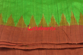 Parrot Green Rust Fine Gopalpur Tussar Saree