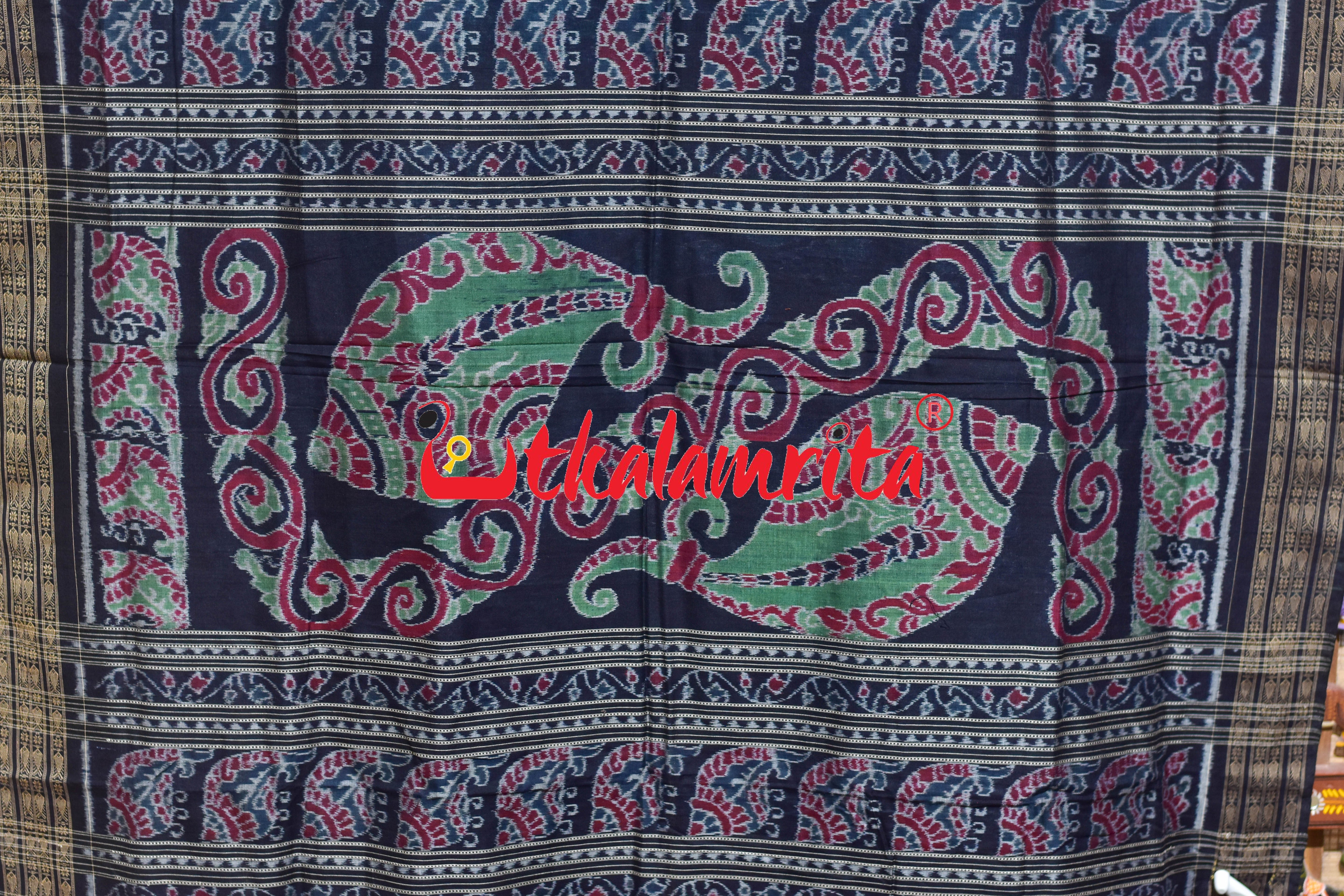 Special Sankha Blue Black Sambalpuri Cotton Saree