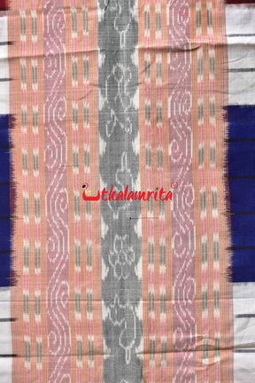 Contrast Blue Maroon Sambalpuri Cotton Saree