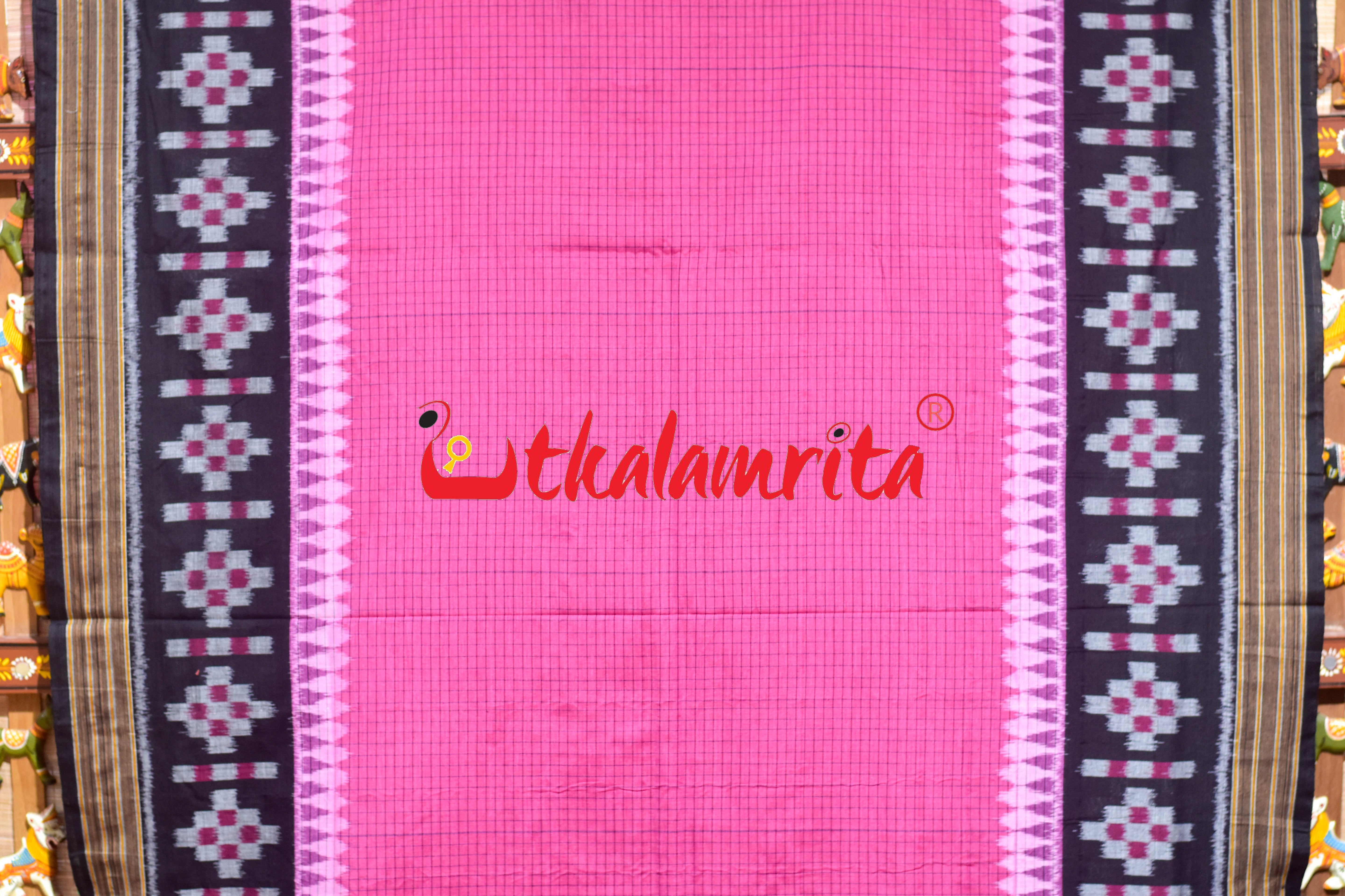 Pink Sachipar Pasapali Scot Khandua Cotton Saree