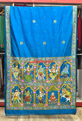 Cobalt Blue Dasabatar Pattachitra Silk Saree