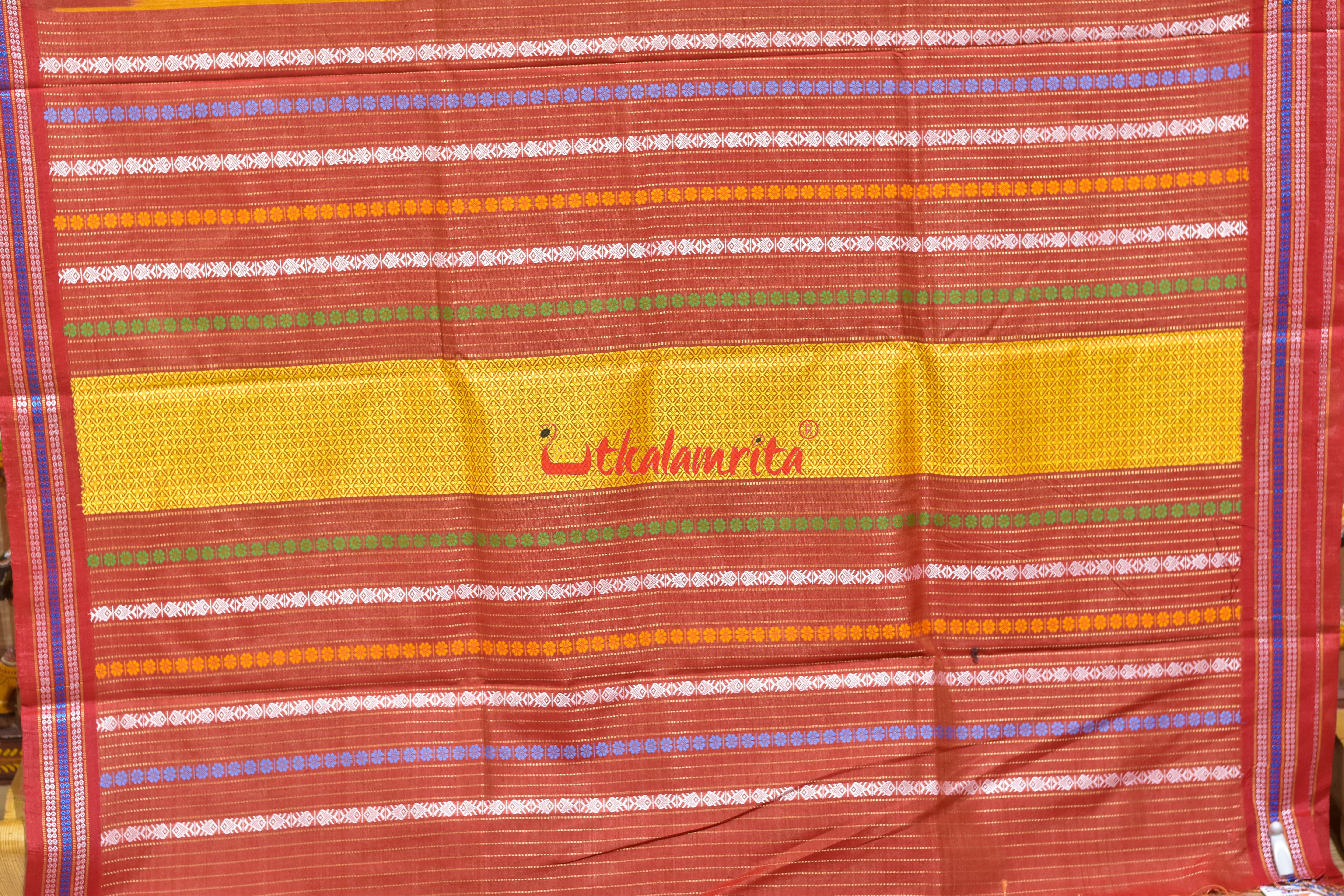 Golden Red Kathifera Gopalpur Tussar Silk Saree