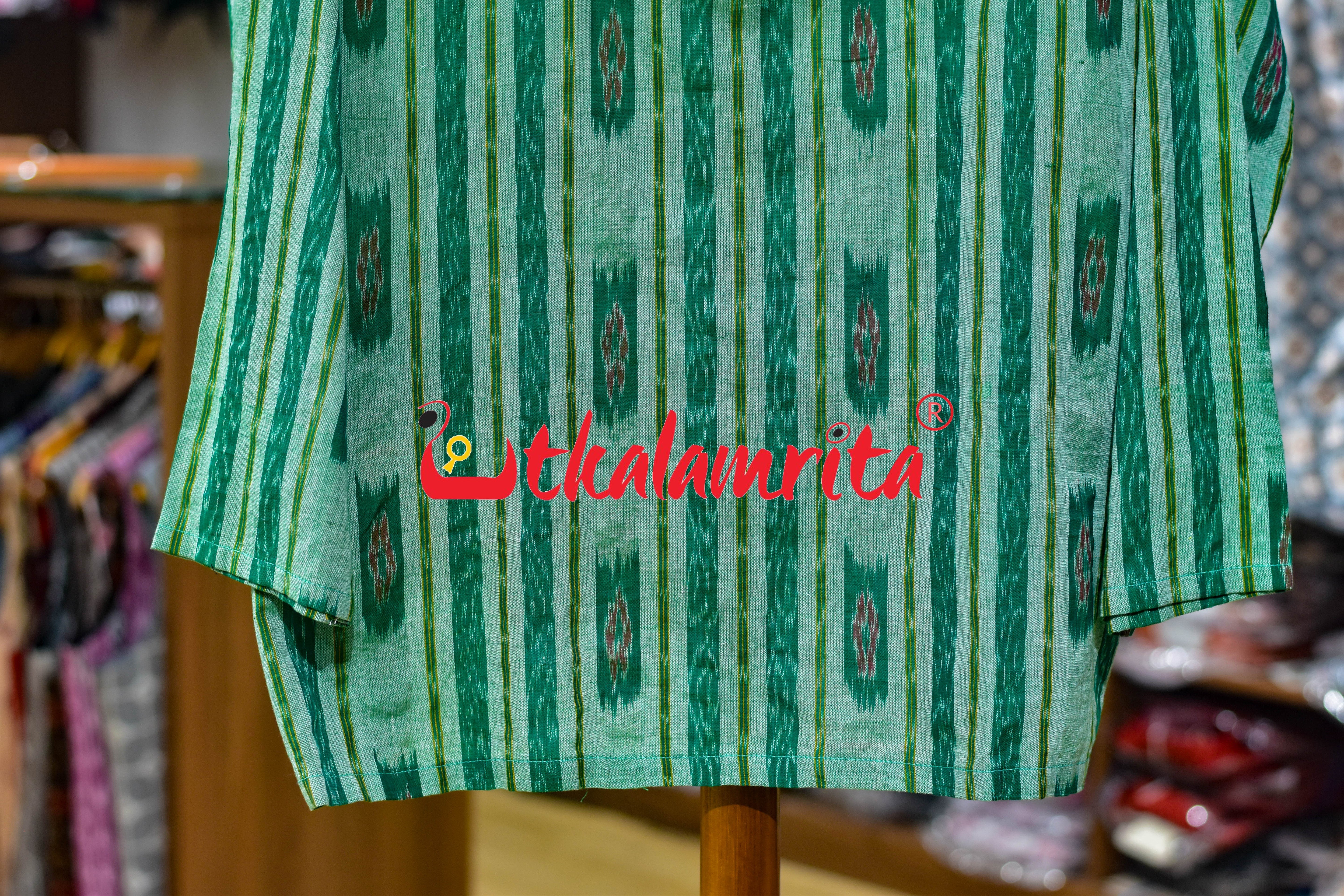 Light Green Box Flower Bandha (Men's Half Kurta)