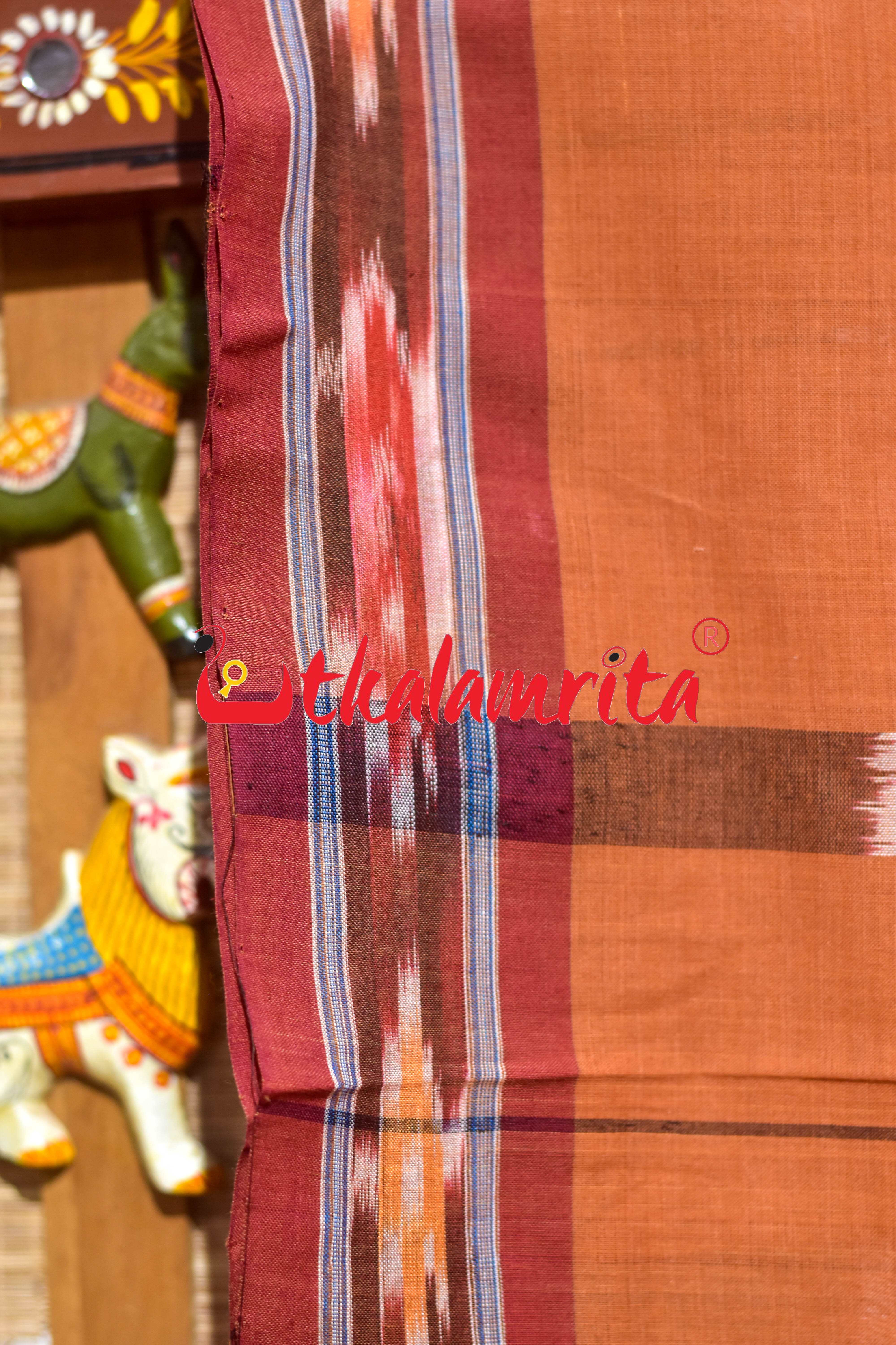 Brown Punji Diamond Pittala Single Cotton Saree