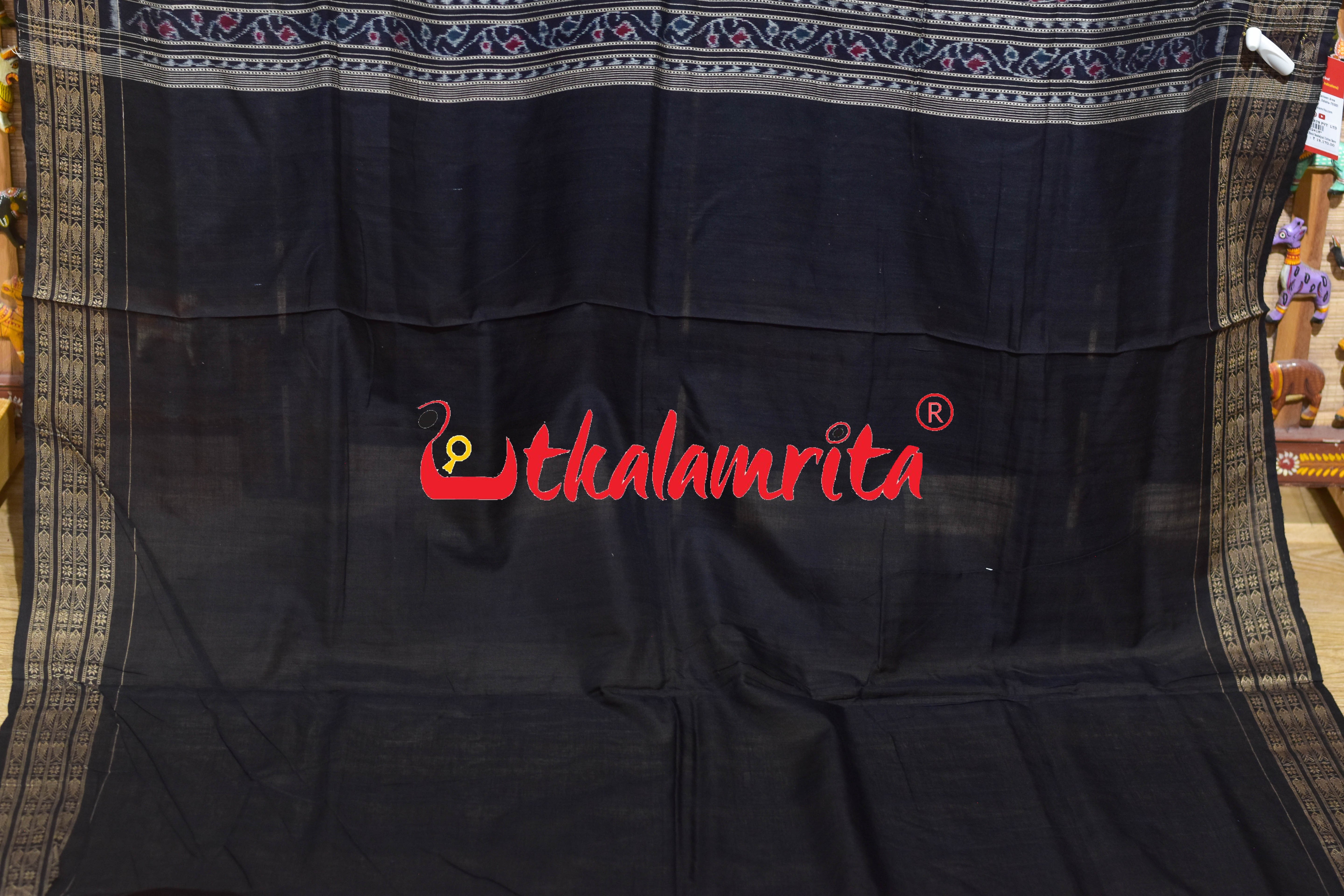 Special Sankha Blue Black Sambalpuri Cotton Saree