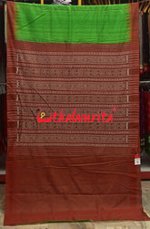 Parrot Green Rust Fine Gopalpur Tussar Saree