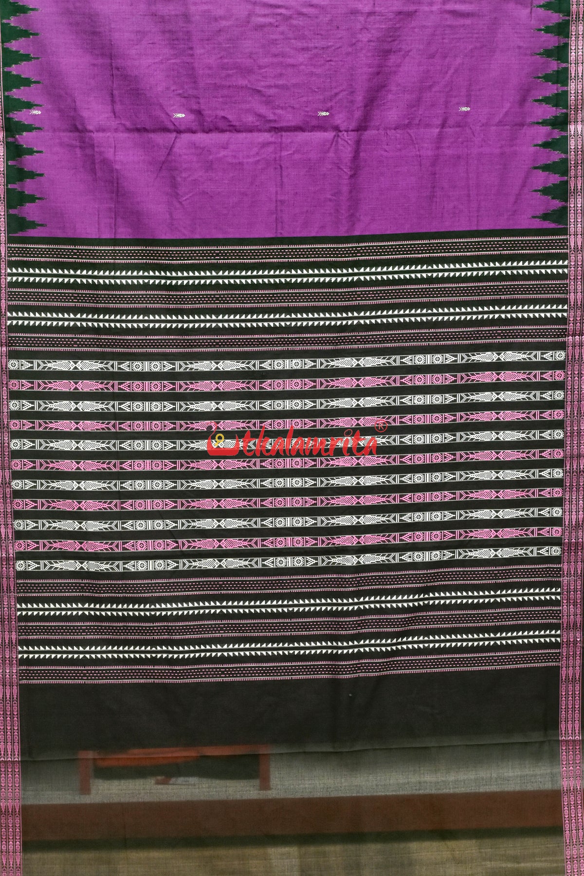 Magenta Fish Buti Habaspuri Cotton Saree