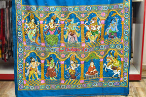 Cobalt Blue Dasabatar Pattachitra Silk Saree