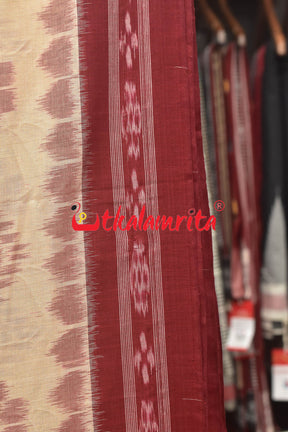 Tussarite Maroon Bada Phula Khandua Cotton Saree