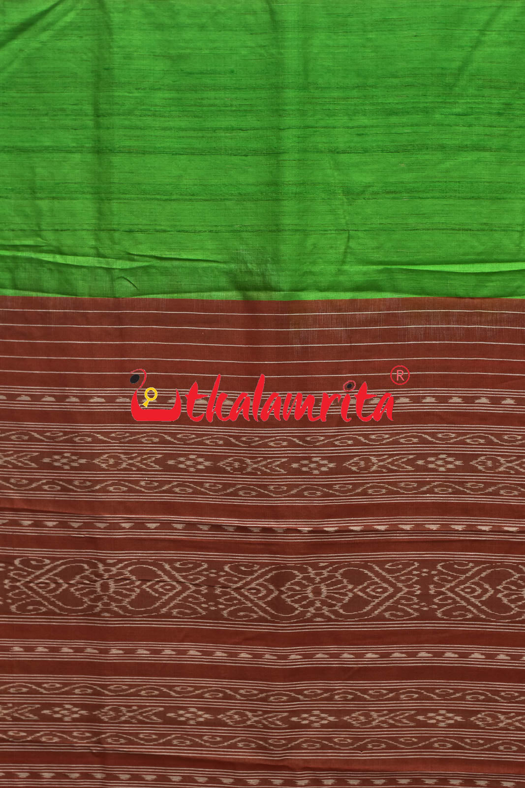 Parrot Green Rust Fine Gopalpur Tussar Saree