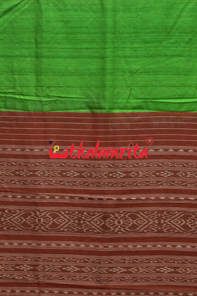 Parrot Green Rust Fine Gopalpur Tussar Saree