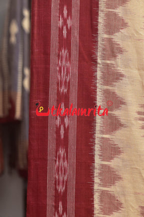 Tussarite Maroon Bada Phula Khandua Cotton Saree