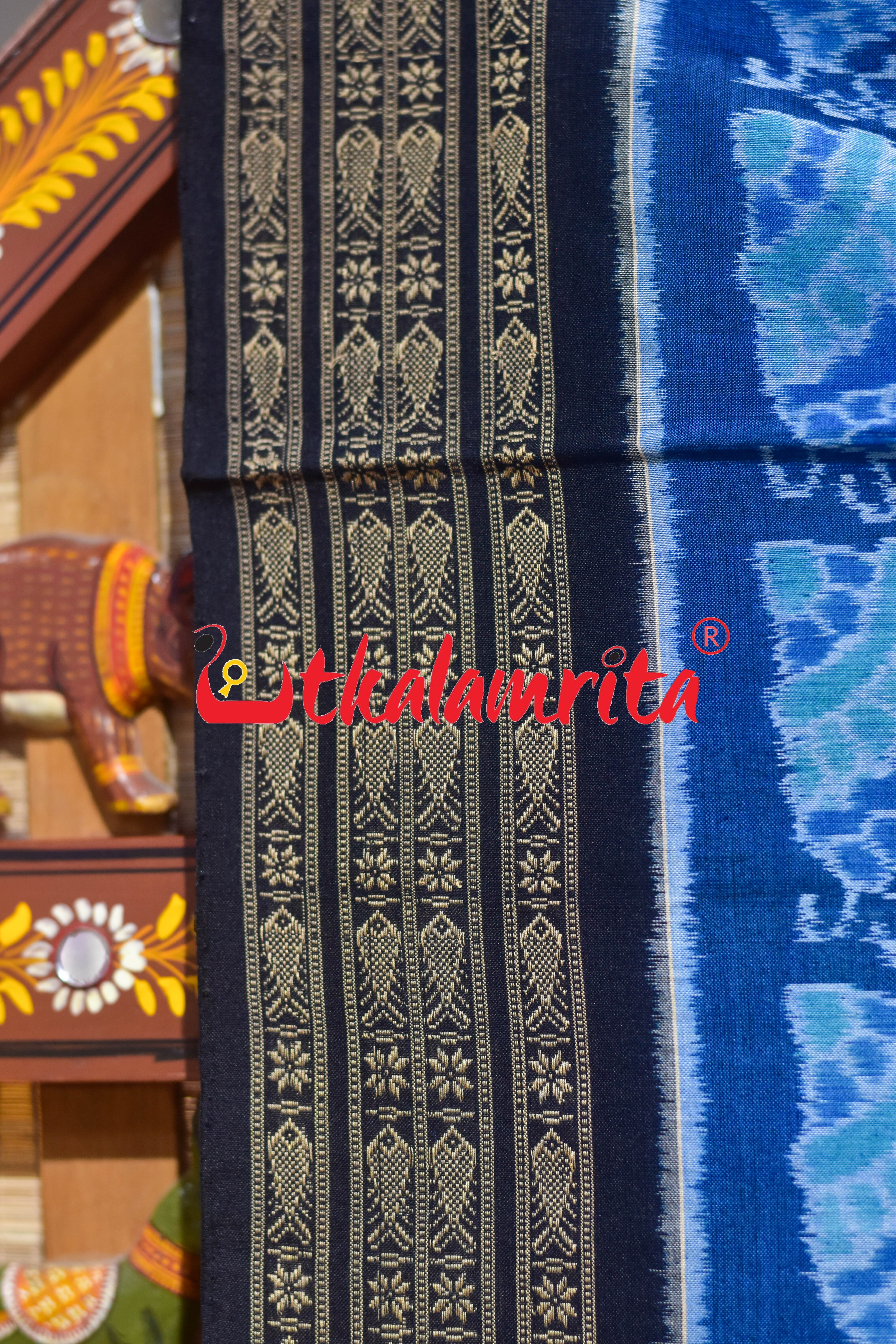 Special Sankha Blue Black Sambalpuri Cotton Saree