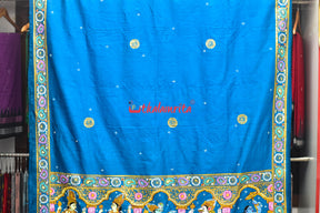 Cobalt Blue Dasabatar Pattachitra Silk Saree