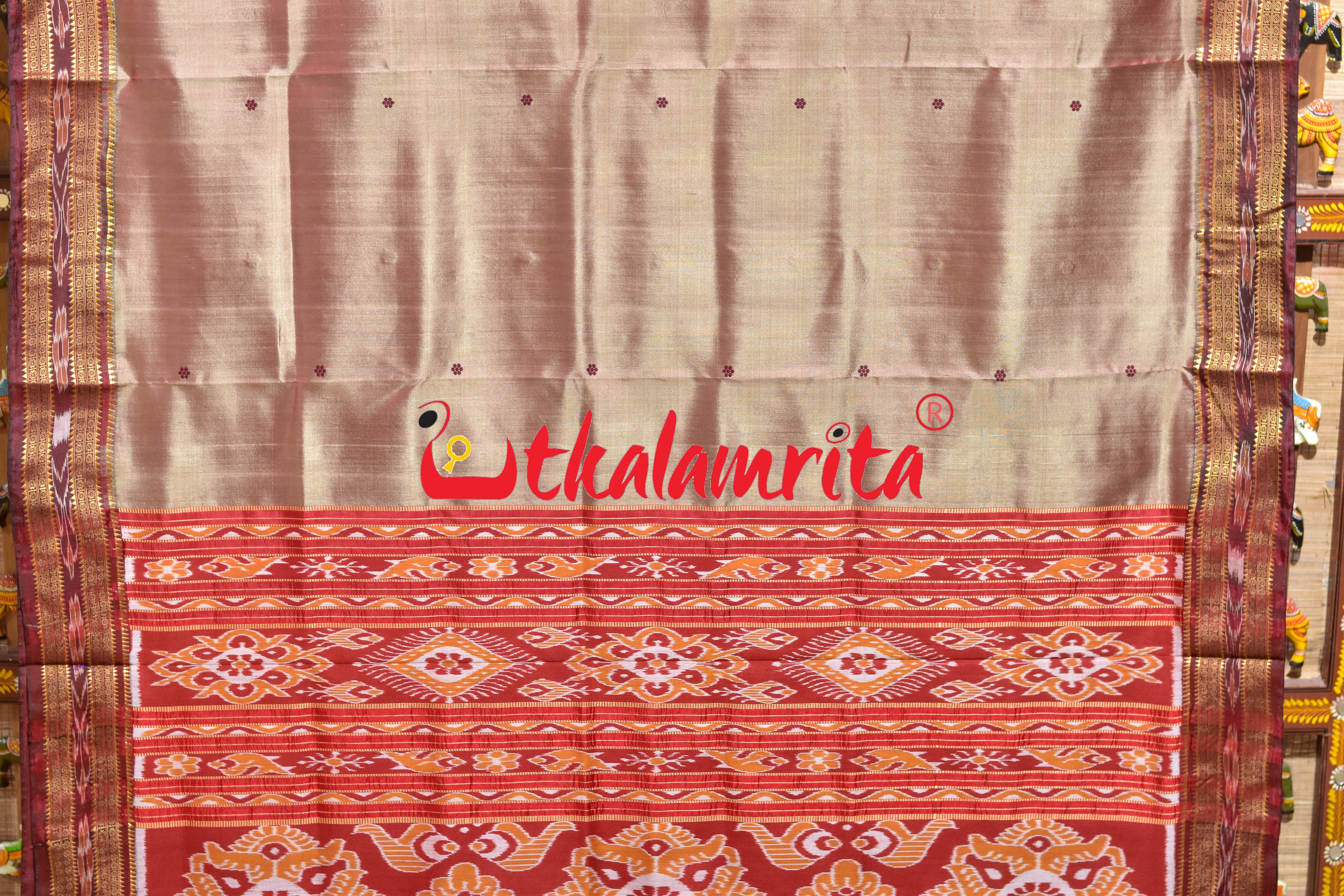 Rose Maroon Buti Khandua Silk Saree