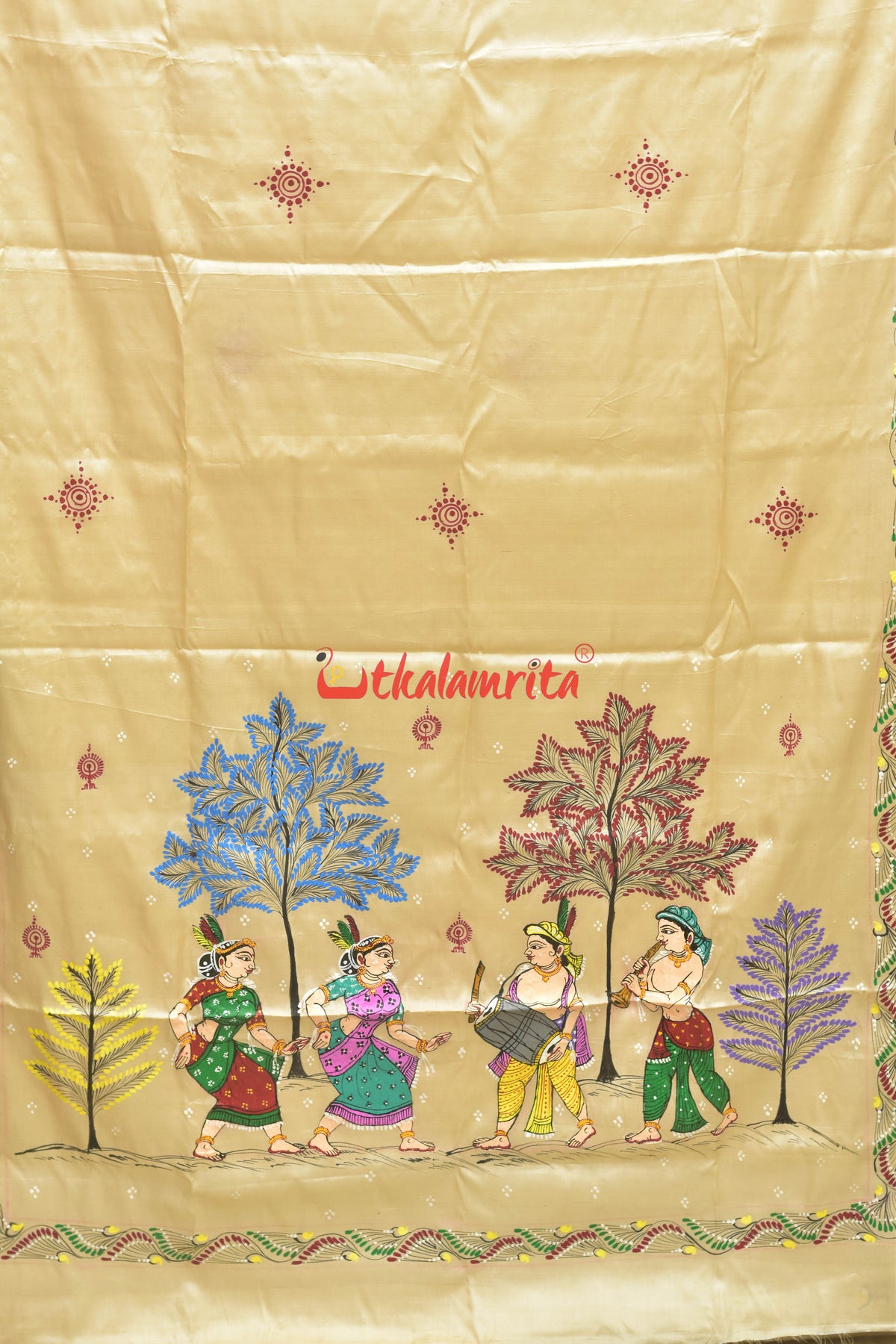 Chhau Dance Pattachitra Tussar Silk Saree