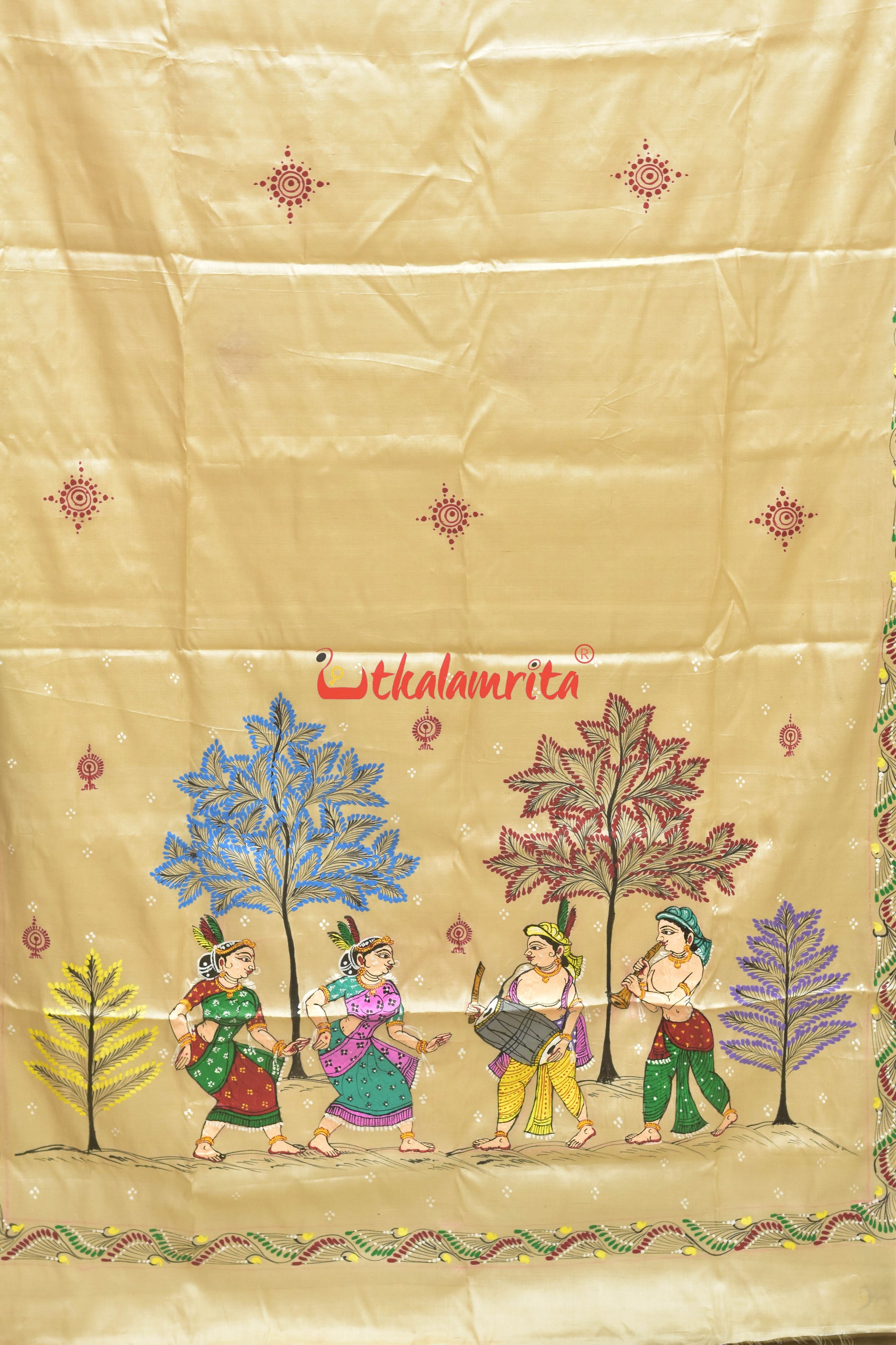 Chhau Dance Pattachitra Tussar Silk Saree