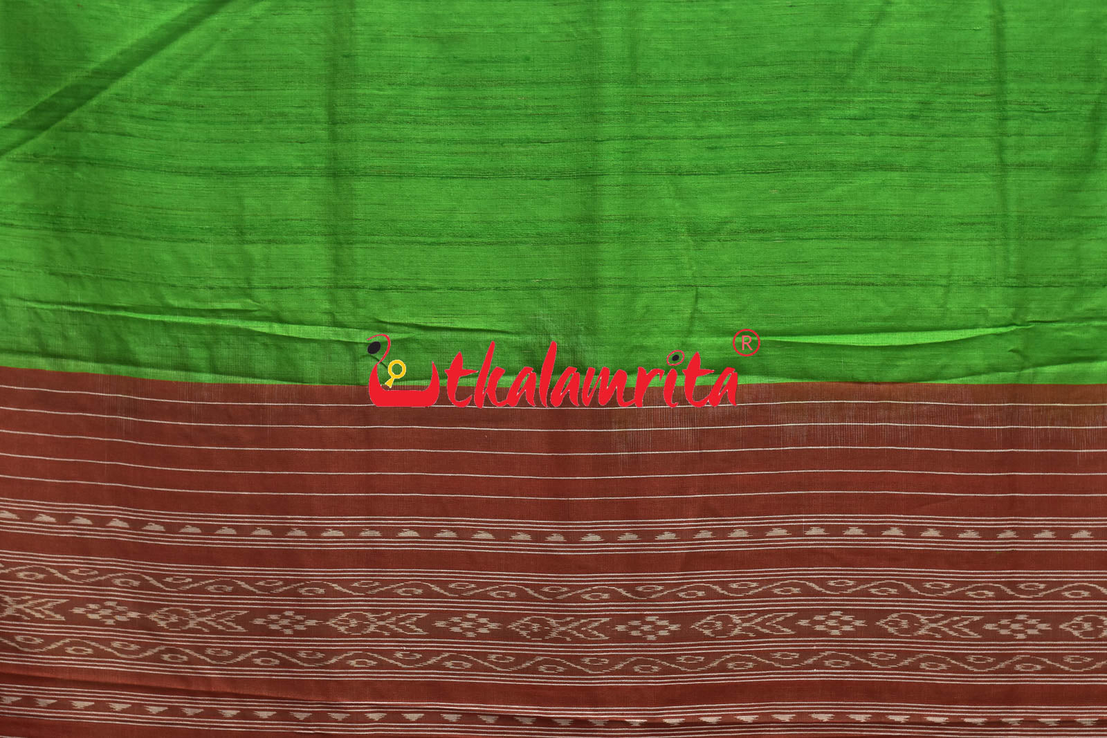 Parrot Green Rust Fine Gopalpur Tussar Saree