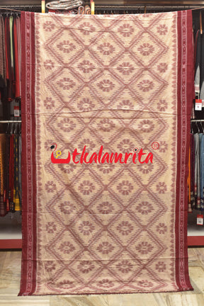 Tussarite Maroon Bada Phula Khandua Cotton Saree