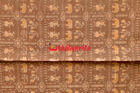 Hathi Design Light Brown Sambalpuri Cotton Saree