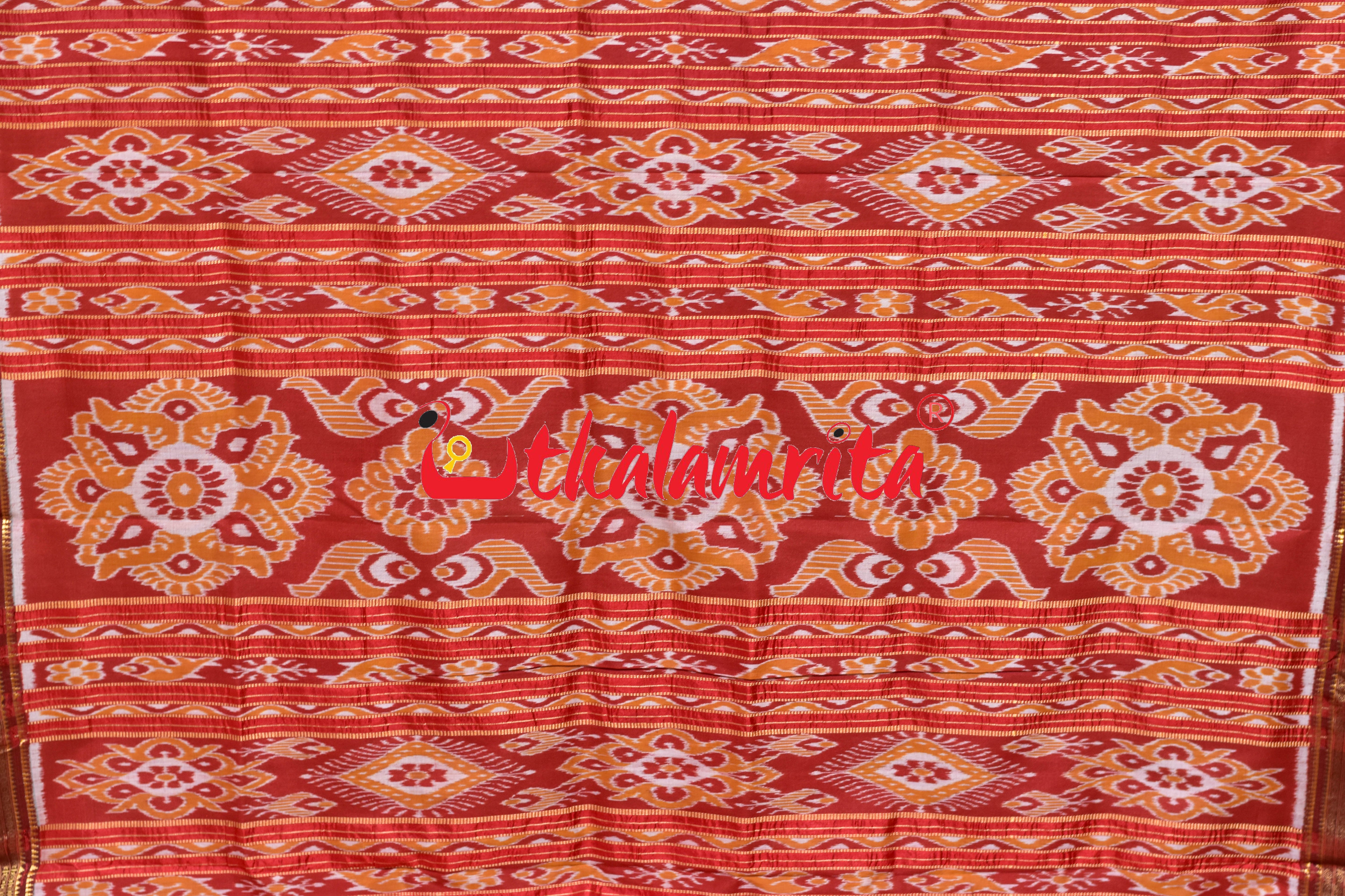 Rose Maroon Buti Khandua Silk Saree