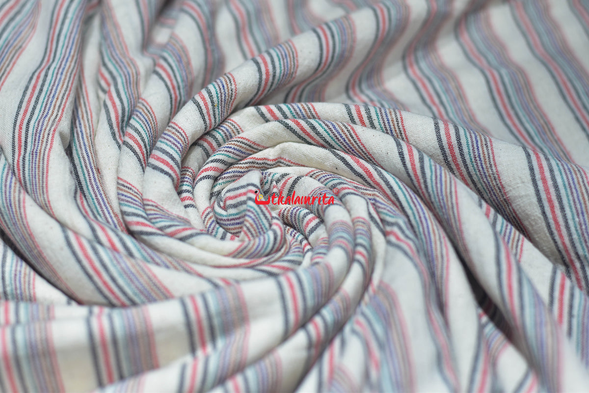 Off White Multi Stripes Kotpad (Fabric)