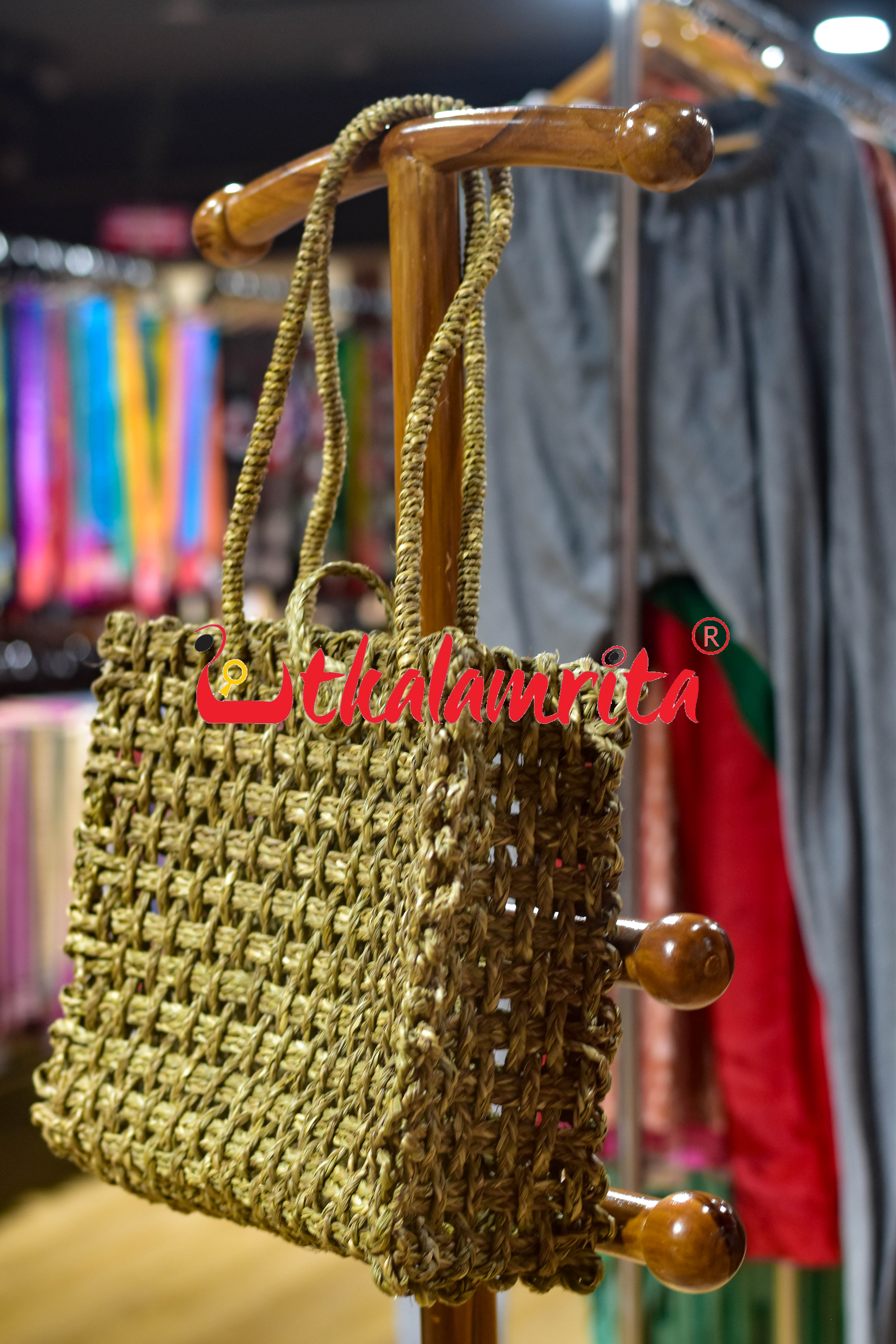 Sabai Grass Jali Bag Large (Natural)