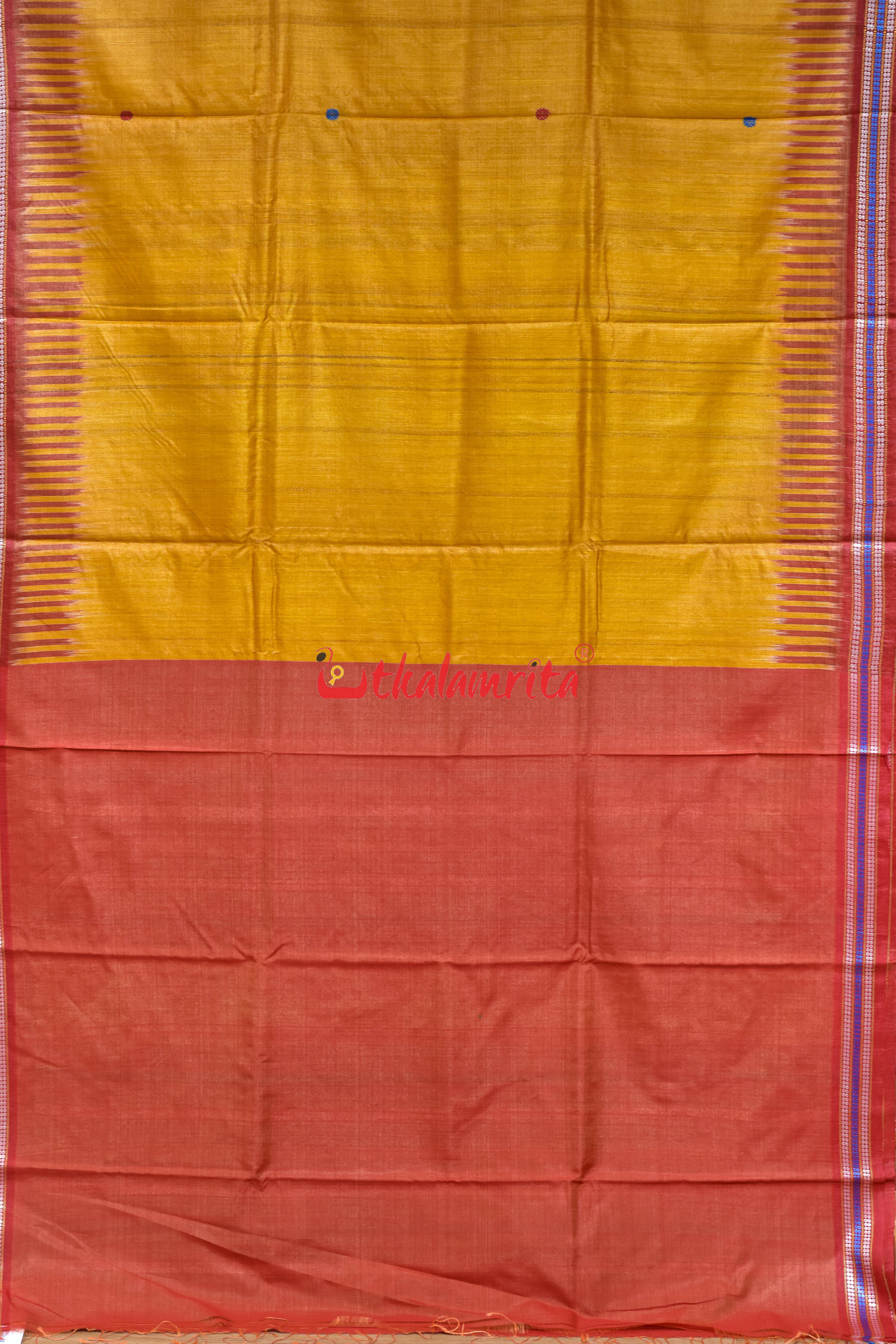 Golden Red Kathifera Gopalpur Tussar Silk Saree